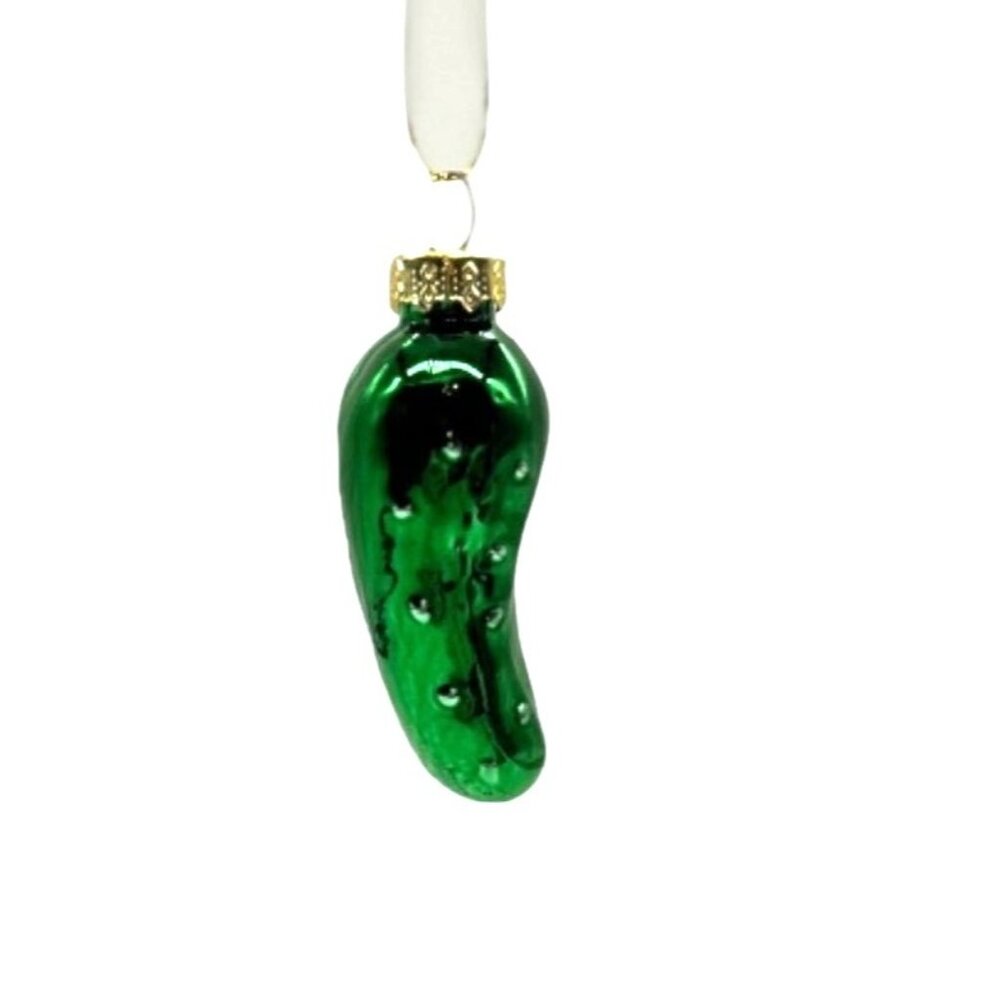 Legend of the Pickle‎ Green Glass Christmas Ornament 2 1/2" with Card